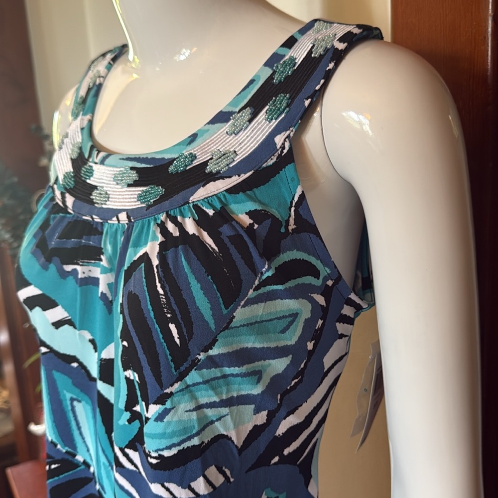 NWT Style&Co size small Blue and Black Patterned Sleeveless Top